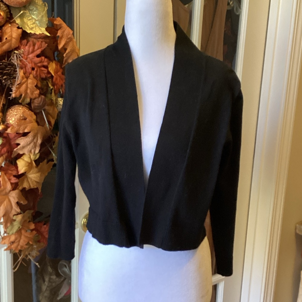 Calvin Klein Black Cardigan with Green and Red Accents